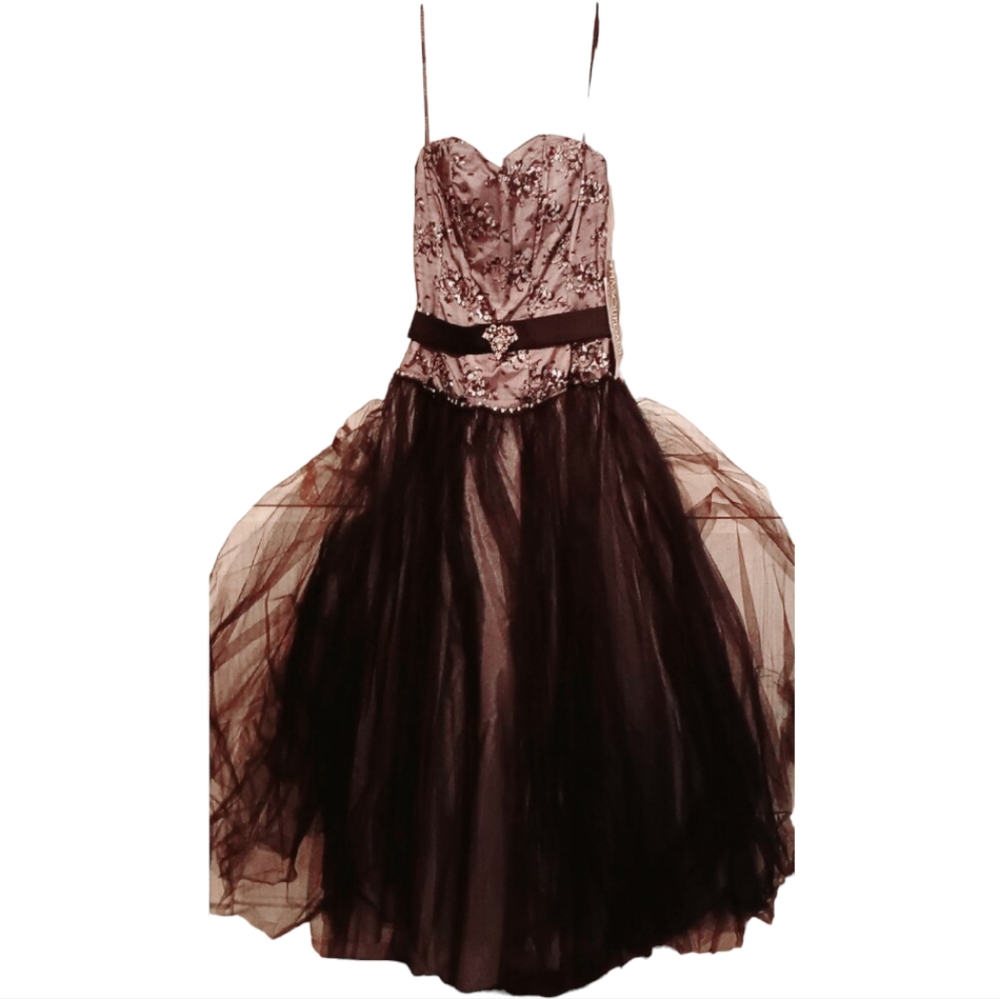 Beautiful *Black & Gray Lined Strapless Woman's Prom Party Mini Dress - 5/6